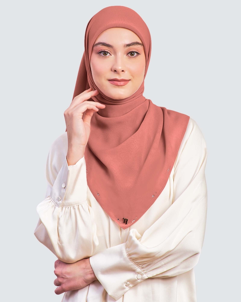 Image of LADY YASMINE WOOL CHIFFON SQUARE - GRAPEFRUIT