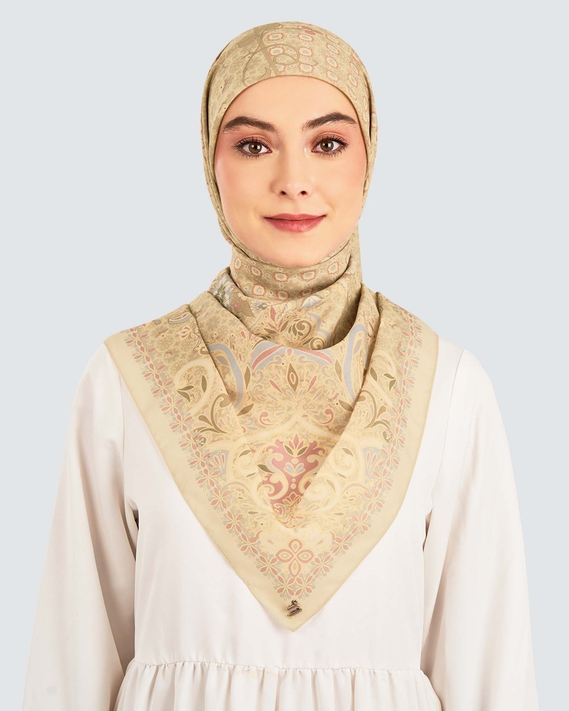 Image of LAKARAN COTTON VOILE SQUARE - MASALA