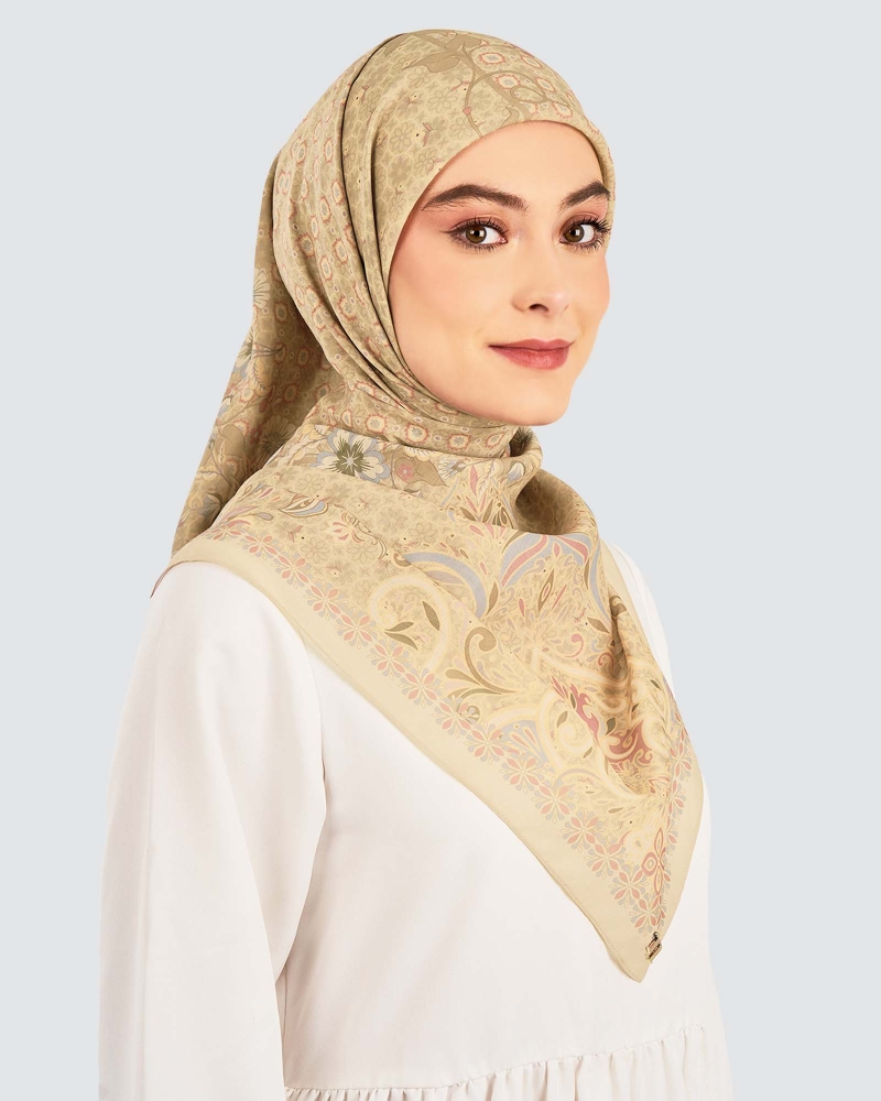 Image of LAKARAN COTTON VOILE SQUARE - MASALA