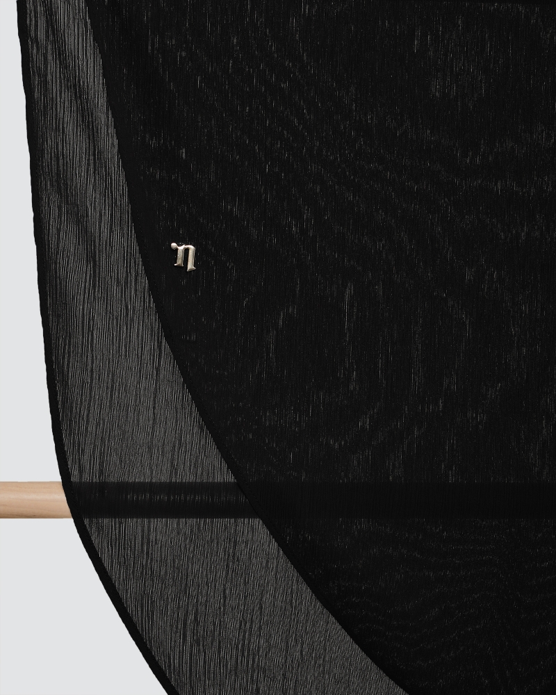 Image of LINIA LINE CHIFFON SHAWL - BLACK