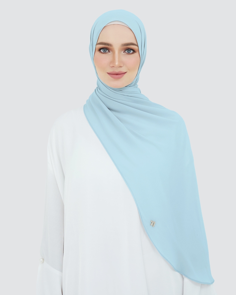 LONG CHIFFON SHAWL - DUSTY BLUE