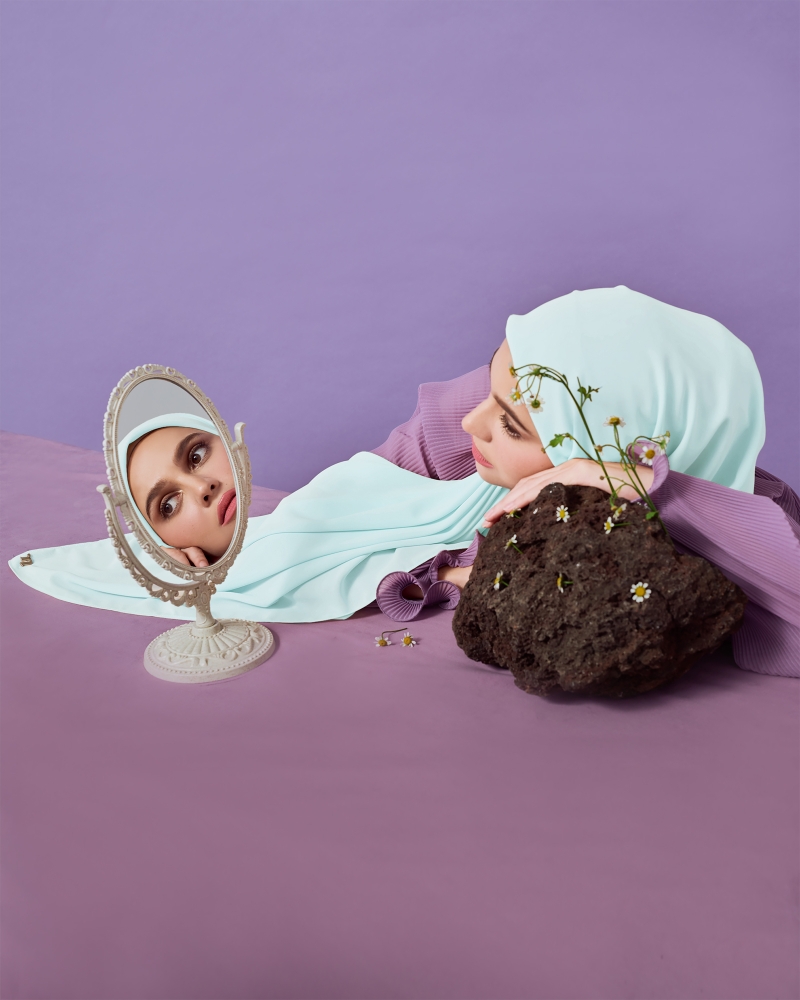 Image of MAYA MATTE SATIN SQUARE - ICE BLUE