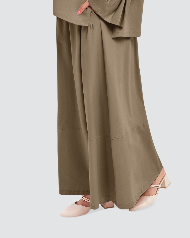 Image of MILA A-LINE SKIRT- BROWN