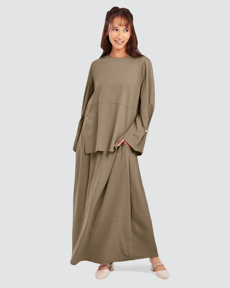 Image of MILA A-LINE SKIRT- BROWN