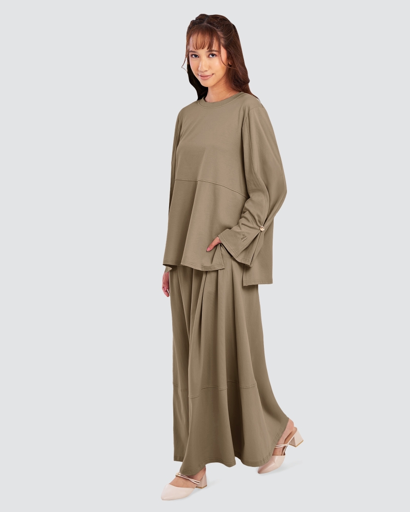 Image of MILA A-LINE SKIRT- BROWN