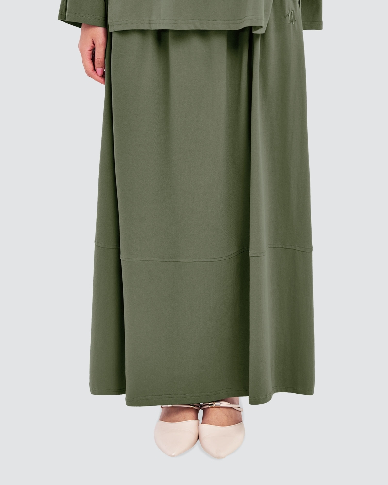 Image of MILA A-LINE SKIRT- MOSS