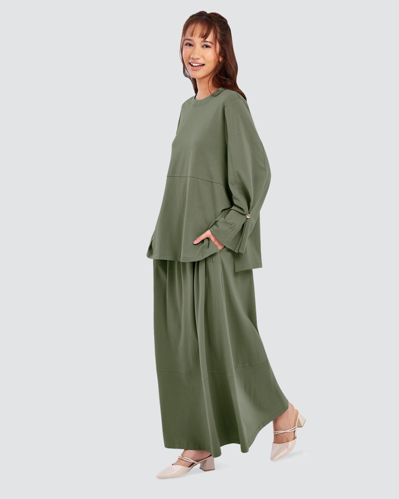 Image of MILA A-LINE SKIRT- MOSS