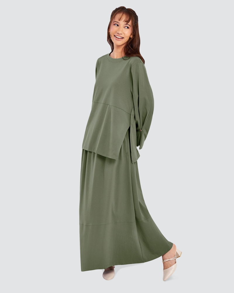 Image of MILA A-LINE SKIRT- MOSS