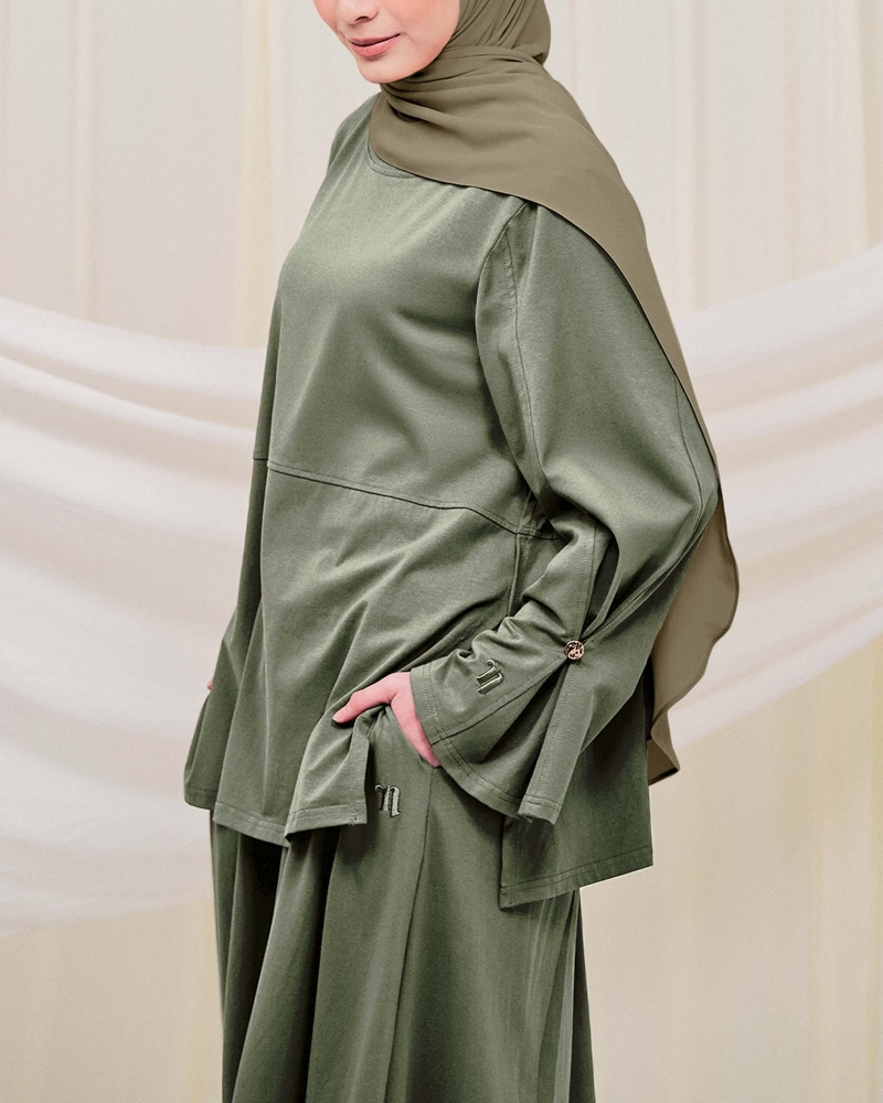 Image of MILA A-LINE SKIRT- MOSS