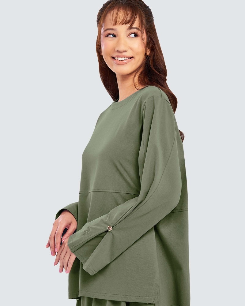 MILA RELAXED FIT TOP - MOSS
