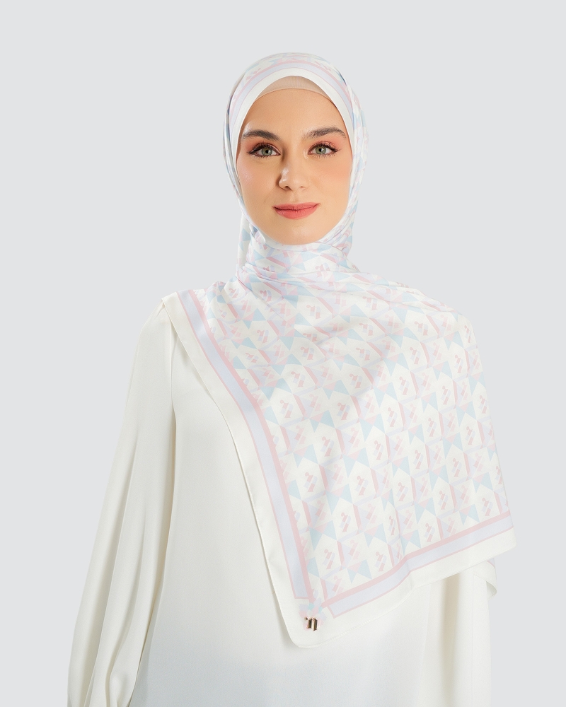 Image of MONOGRAM ORIGAMI SHAWL - AQUA MIST