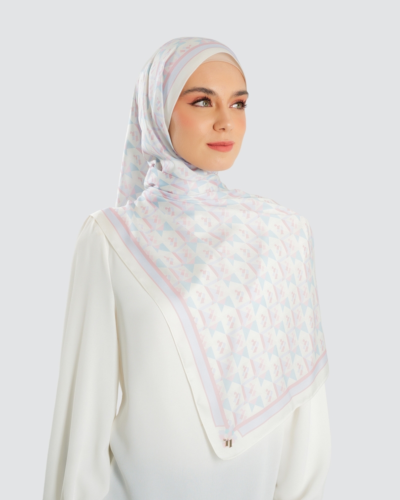 Image of MONOGRAM ORIGAMI SHAWL - AQUA MIST