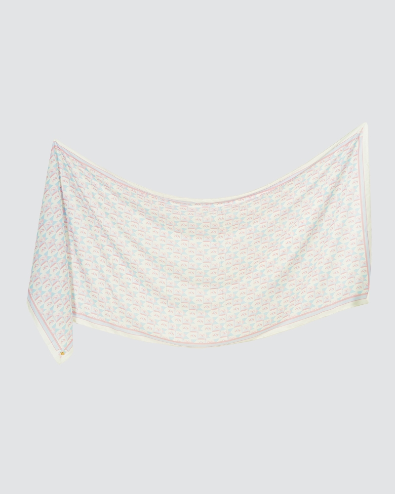 Image of MONOGRAM ORIGAMI SHAWL - AQUA MIST