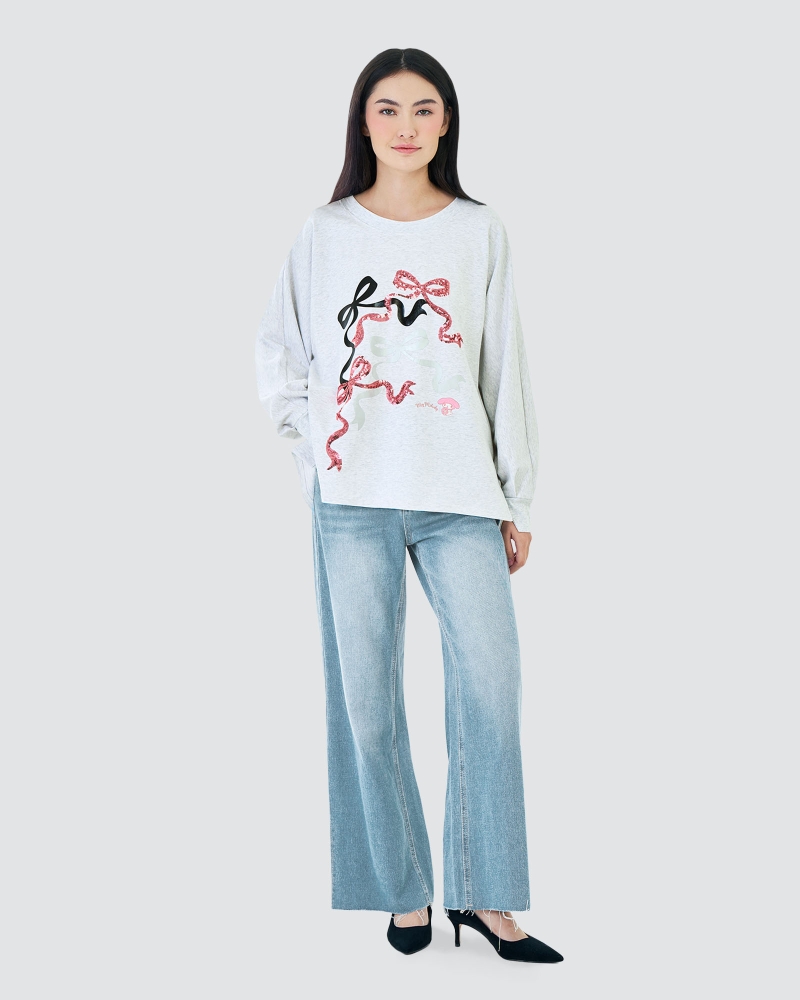 Image of MY MELODY X NAELOFAR SEQUIN JUMPER T - PEBBLE