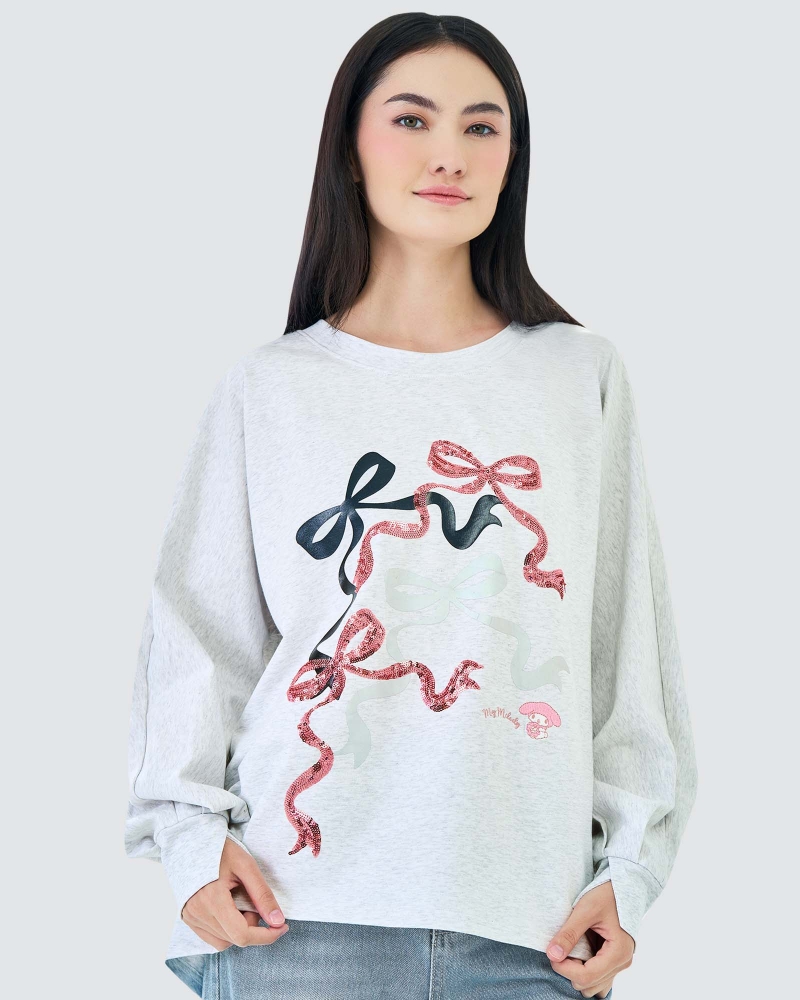 Image of MY MELODY X NAELOFAR SEQUIN JUMPER T - PEBBLE