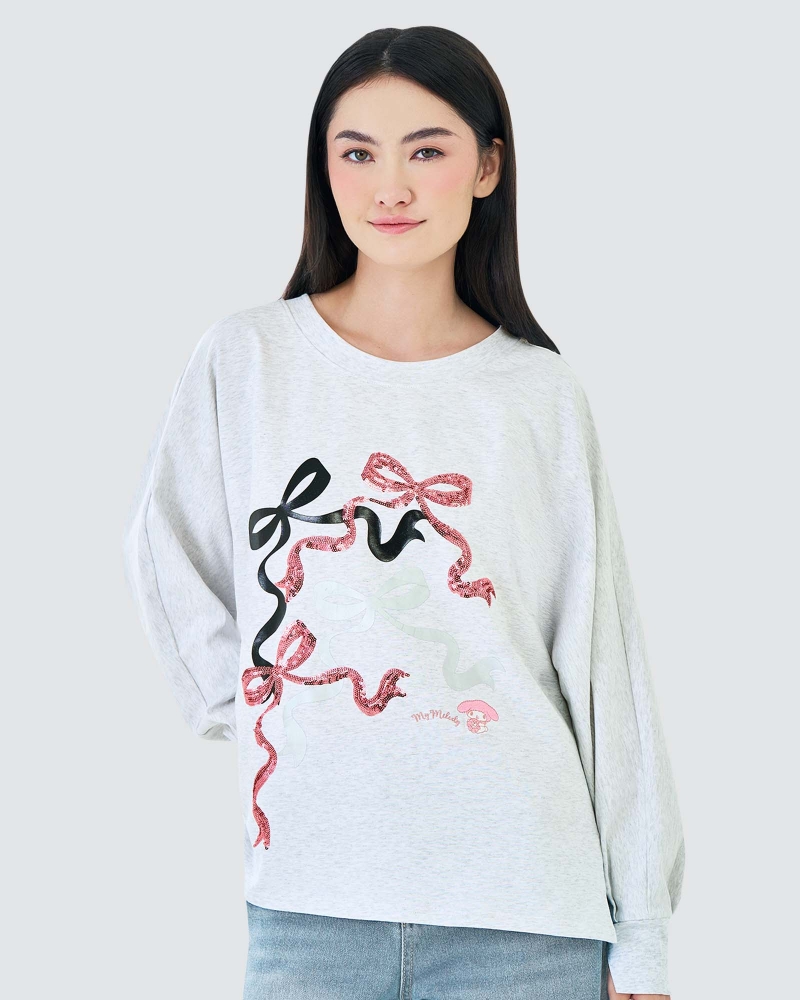 Image of MY MELODY X NAELOFAR SEQUIN JUMPER T - PEBBLE