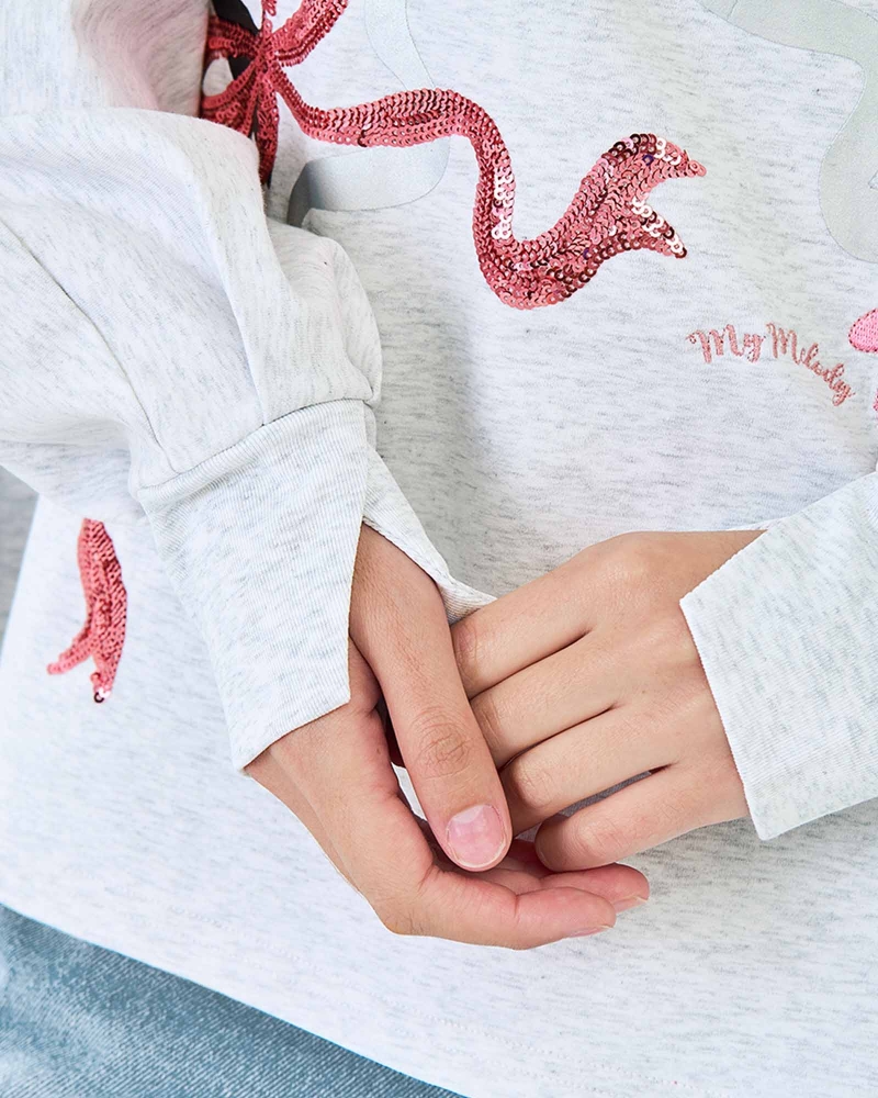 Image of MY MELODY X NAELOFAR SEQUIN JUMPER T - PEBBLE