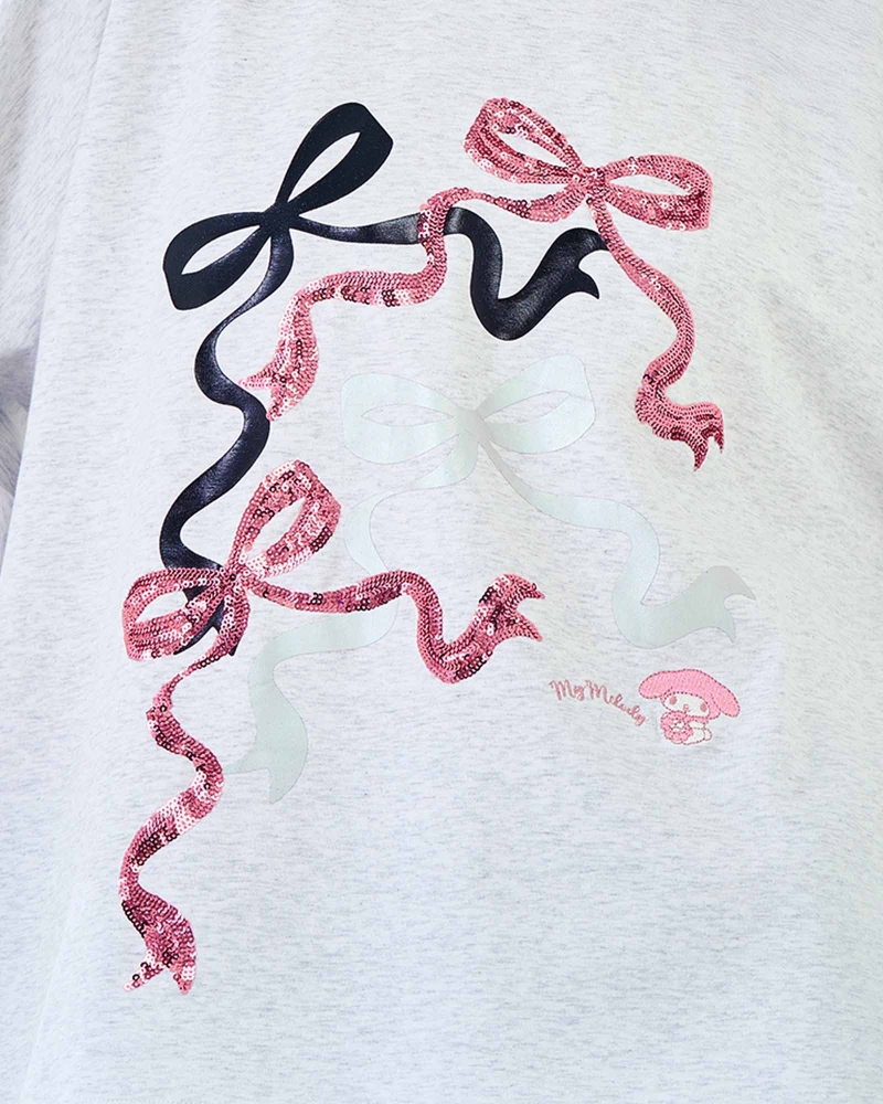 Image of MY MELODY X NAELOFAR SEQUIN JUMPER T - PEBBLE