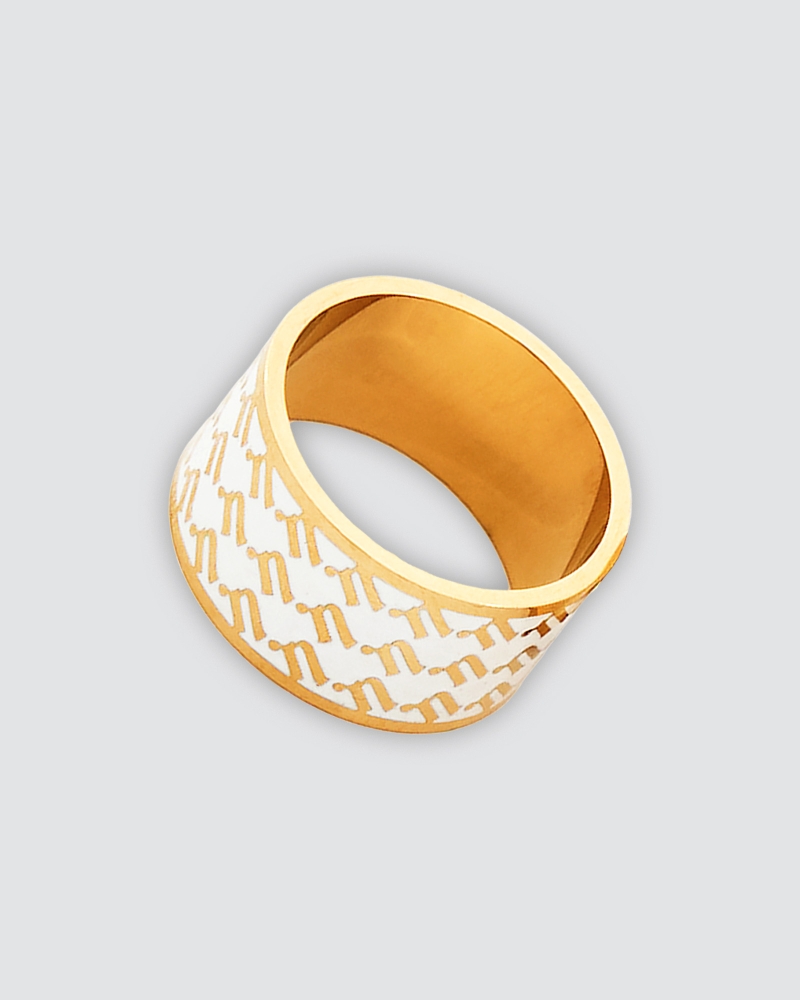 Image of N MONOGRAM HIJAB RING - WHITE/GOLD