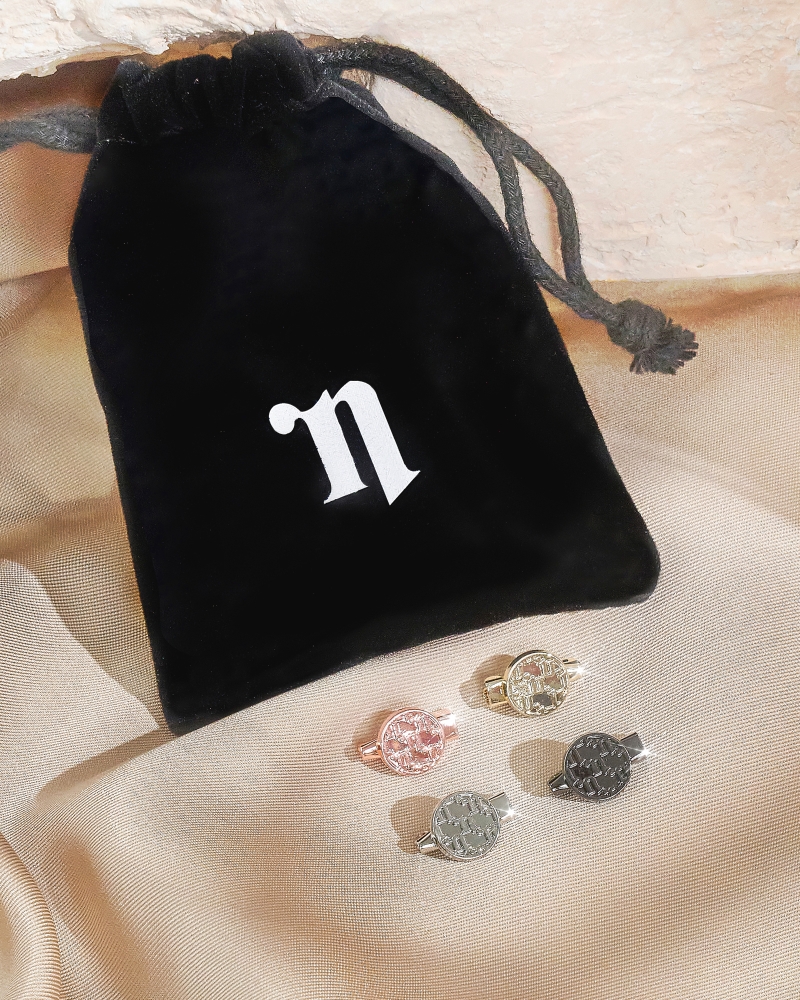 Image of N MONOGRAM HIJAB PIN SET - BLACK