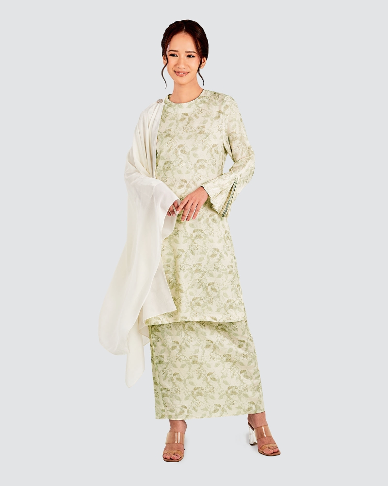 Image of NILAMSARI KURUNG SET  - WHITE JADE