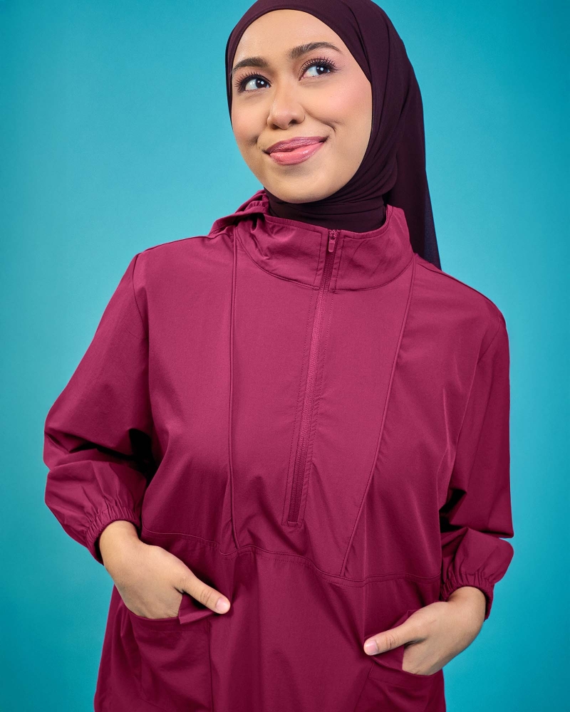 nPOWER DRAWSTRING PARKA - BERRY