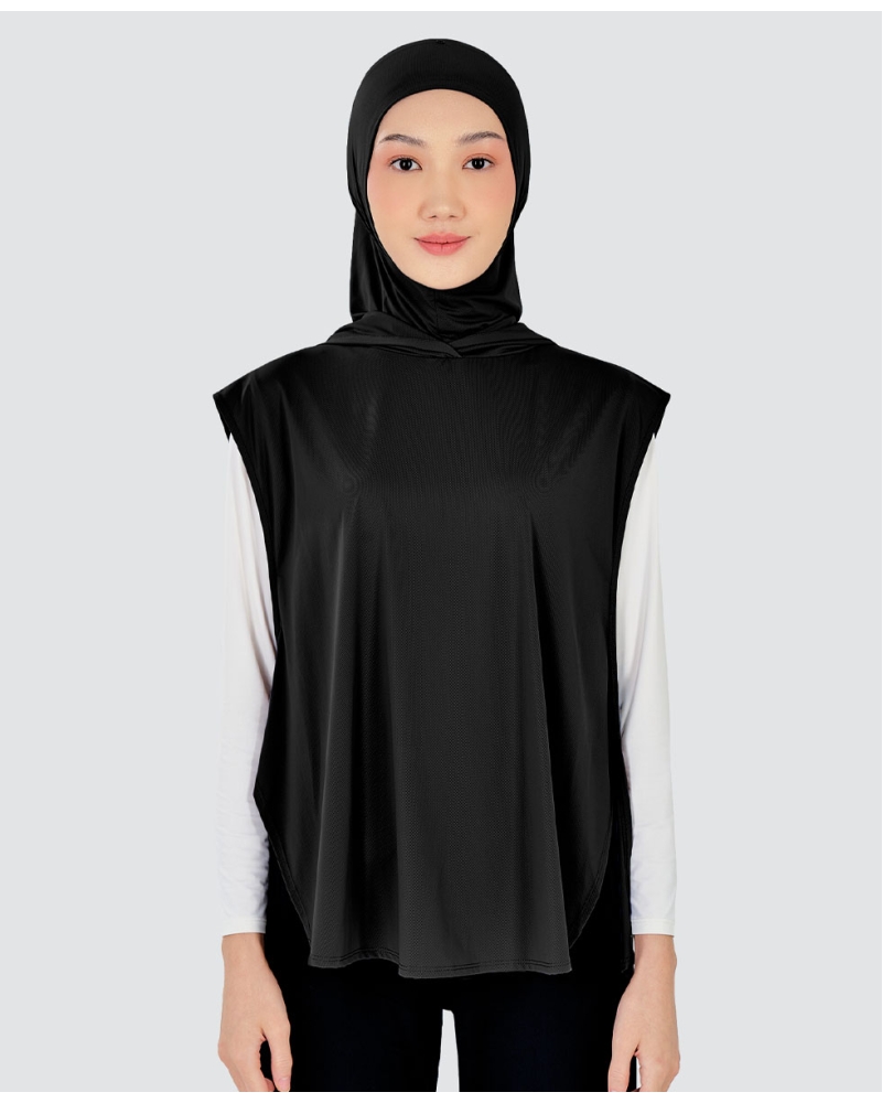 Image of nPOWER HOODIE VEST HIJAB - BLACK