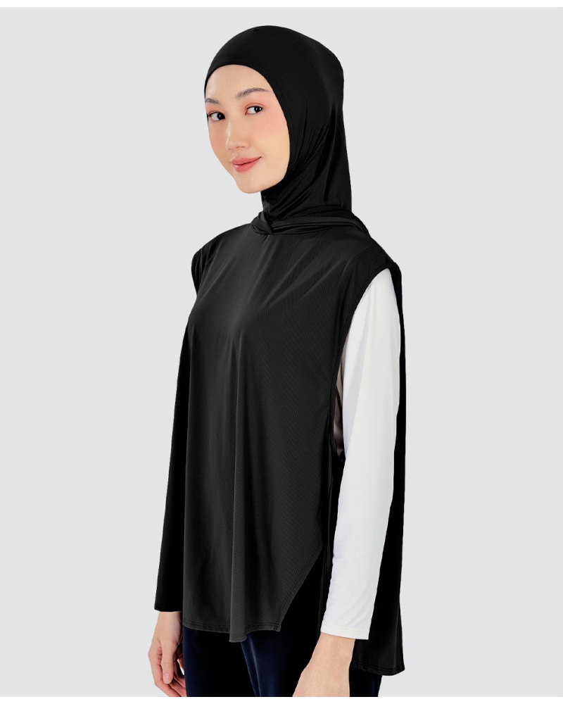 Image of nPOWER HOODIE VEST HIJAB - BLACK