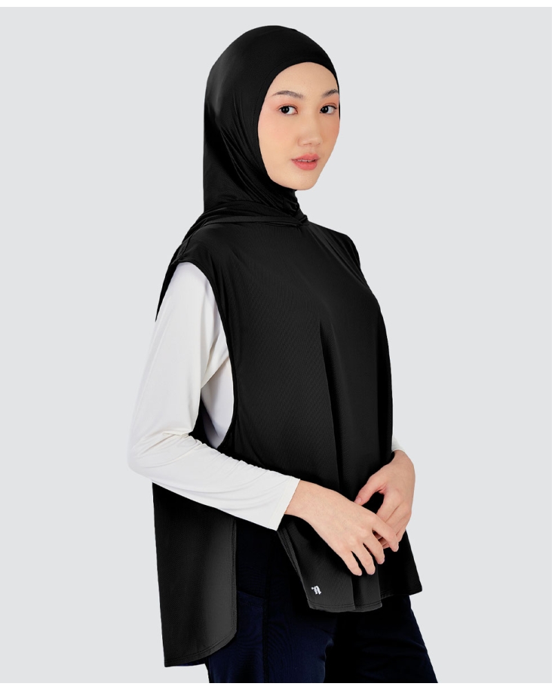 Image of nPOWER HOODIE VEST HIJAB - BLACK