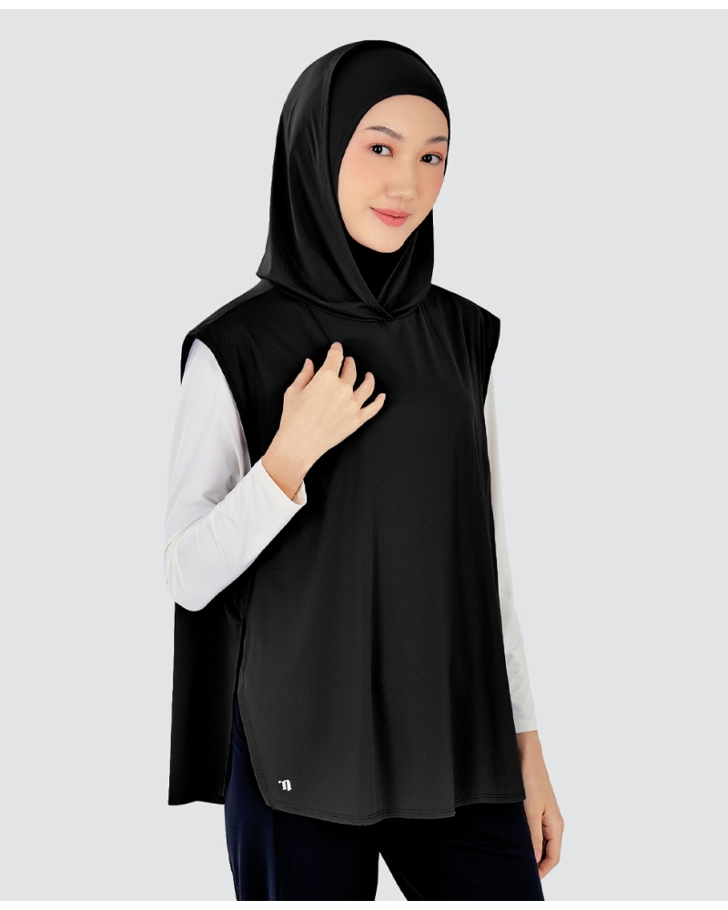 Image of nPOWER HOODIE VEST HIJAB - BLACK