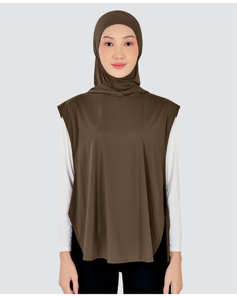 Image of nPOWER HOODIE VEST HIJAB - COFFEE BEAN