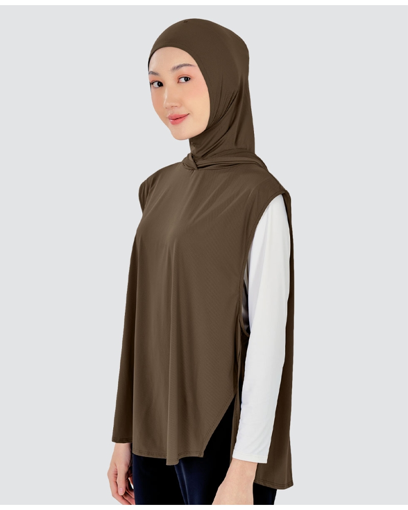 Image of nPOWER HOODIE VEST HIJAB - COFFEE BEAN