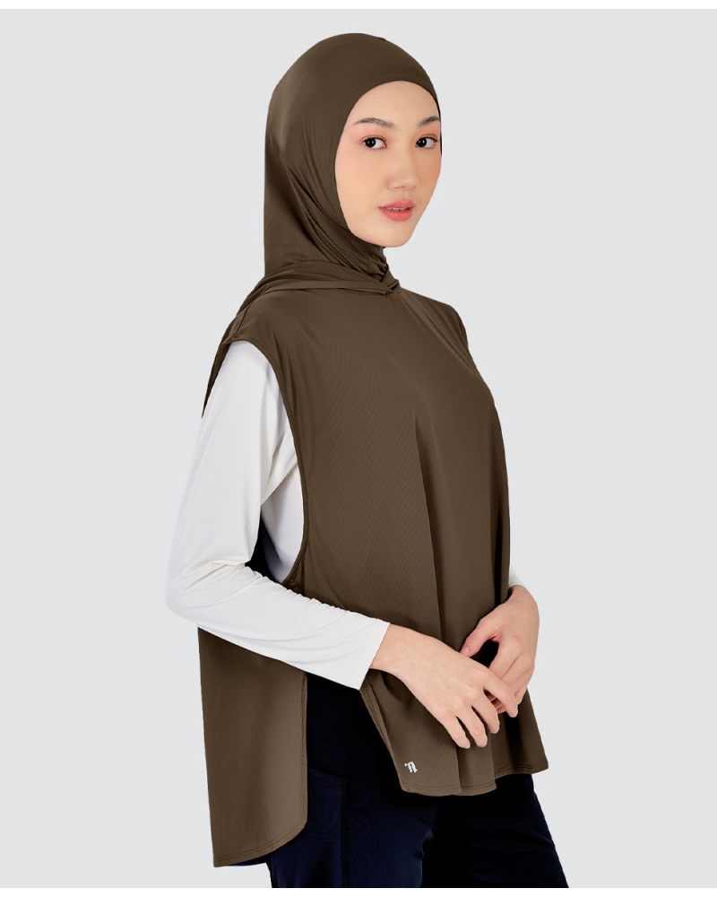 Image of nPOWER HOODIE VEST HIJAB - COFFEE BEAN