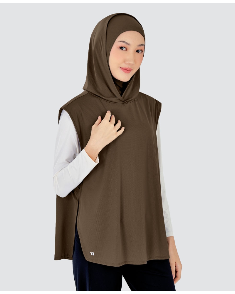 Image of nPOWER HOODIE VEST HIJAB - COFFEE BEAN
