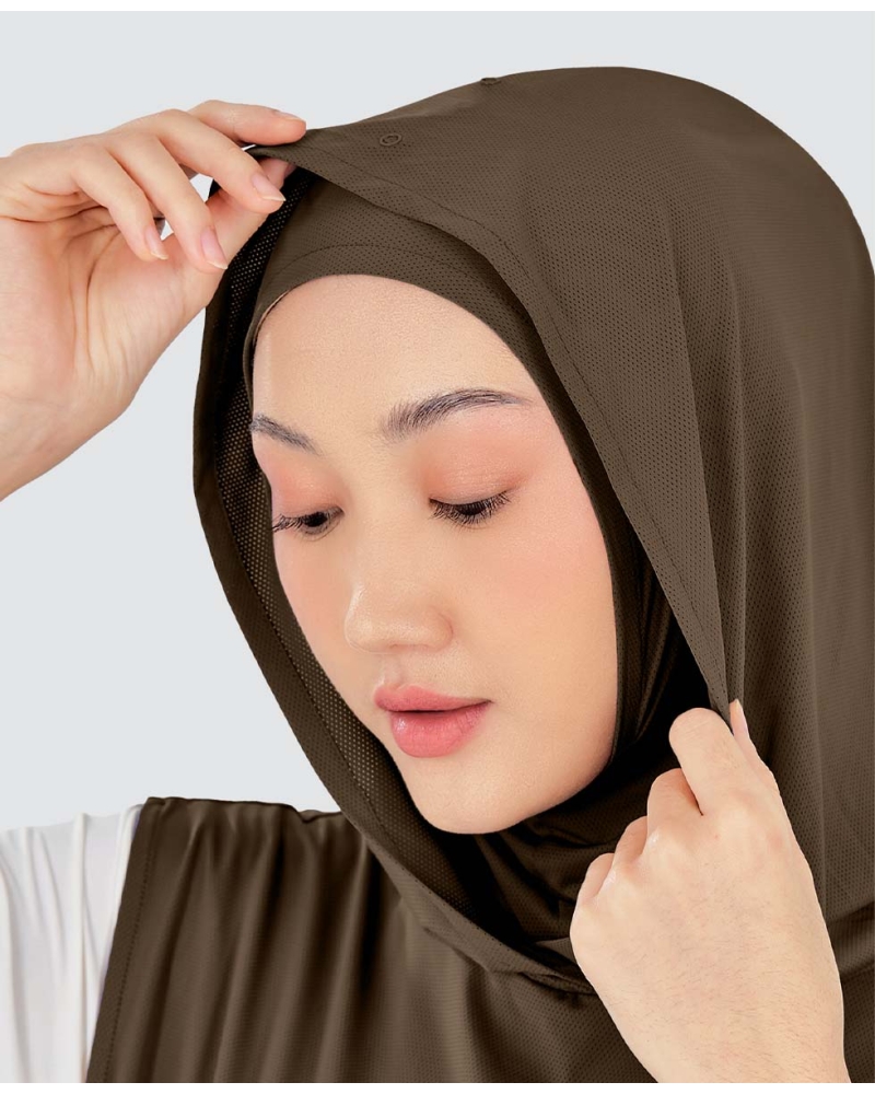 Image of nPOWER HOODIE VEST HIJAB - COFFEE BEAN