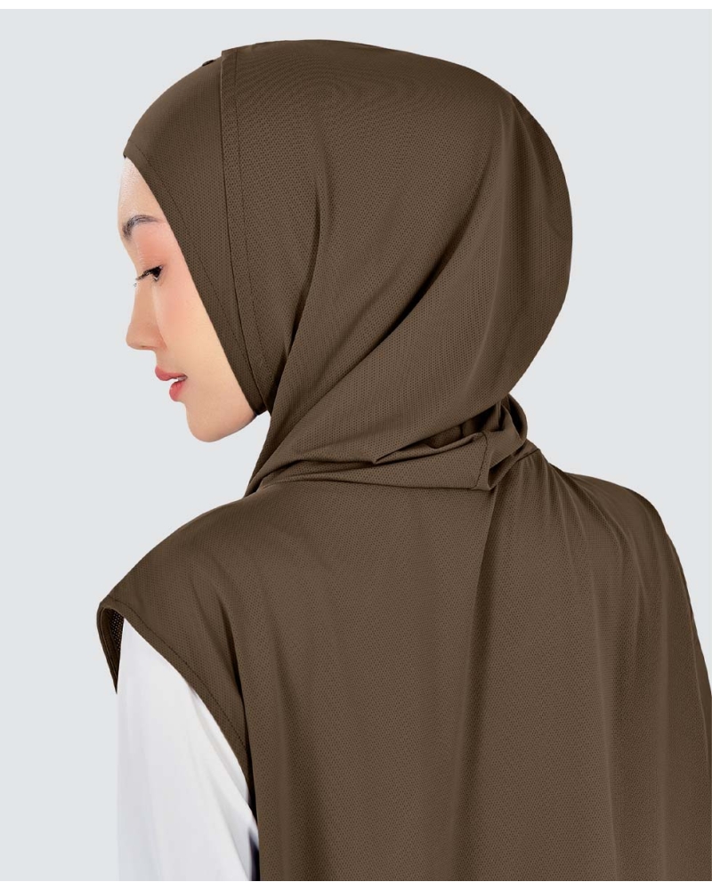 Image of nPOWER HOODIE VEST HIJAB - COFFEE BEAN