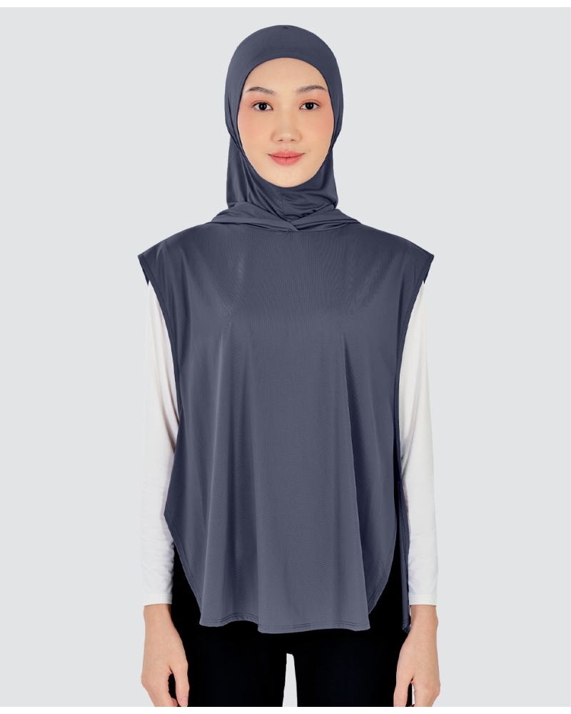 Image of nPOWER HOODIE VEST HIJAB - STEEL BLUE