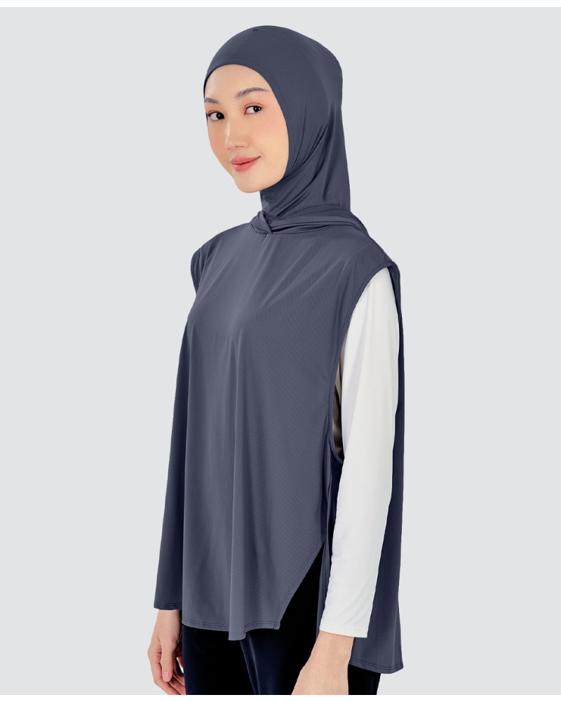 Image of nPOWER HOODIE VEST HIJAB - STEEL BLUE