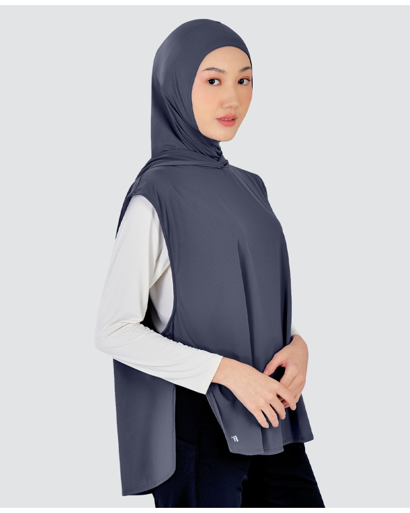 Image of nPOWER HOODIE VEST HIJAB - STEEL BLUE
