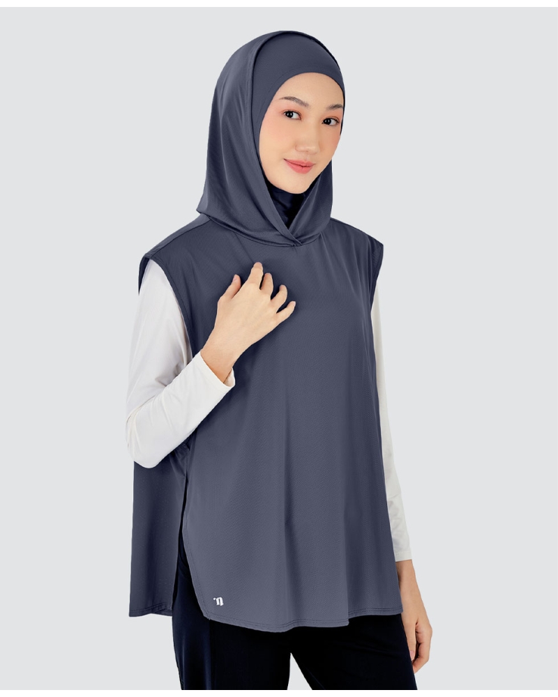 Image of nPOWER HOODIE VEST HIJAB - STEEL BLUE