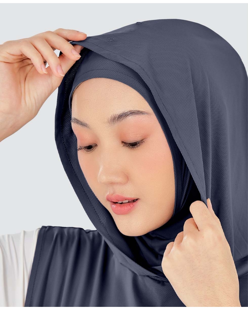 Image of nPOWER HOODIE VEST HIJAB - STEEL BLUE