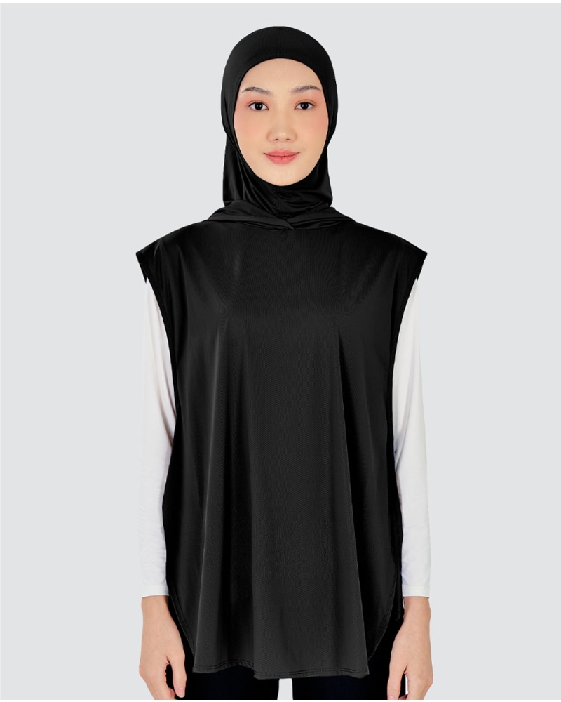 Image of nPOWER HOODIE VEST HIJAB MAXI - BLACK