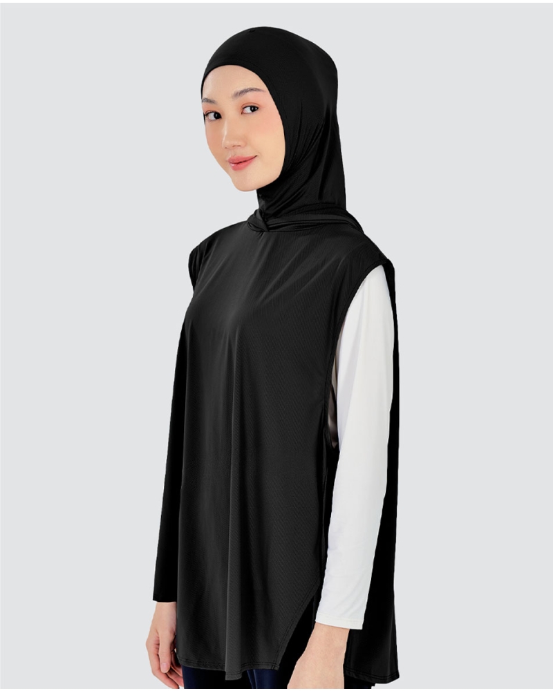 Image of nPOWER HOODIE VEST HIJAB MAXI - BLACK