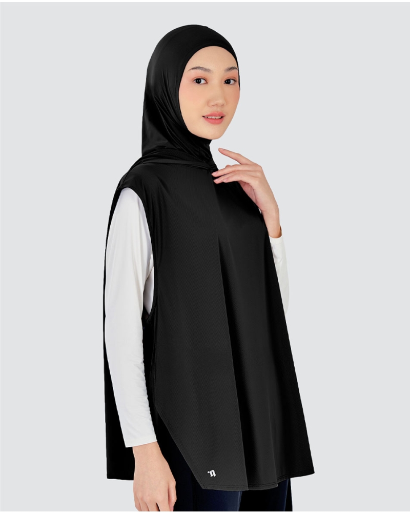 Image of nPOWER HOODIE VEST HIJAB MAXI - BLACK