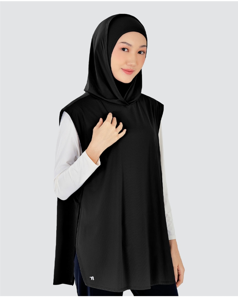 Image of nPOWER HOODIE VEST HIJAB MAXI - BLACK