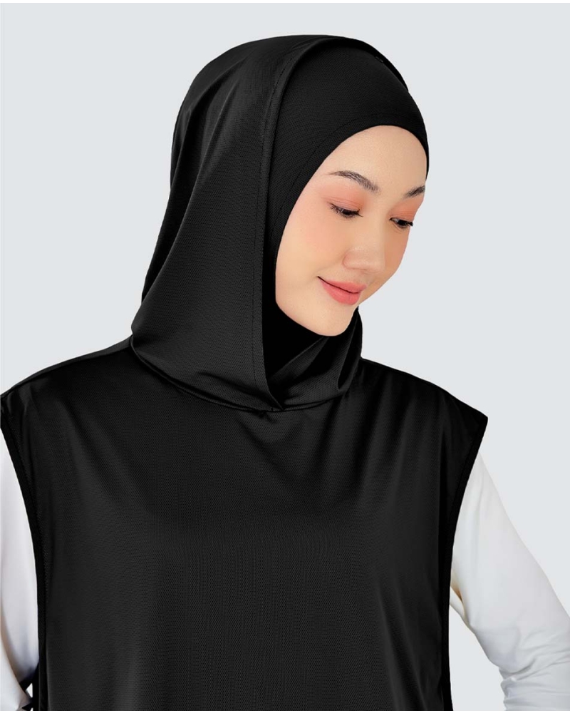Image of nPOWER HOODIE VEST HIJAB MAXI - BLACK