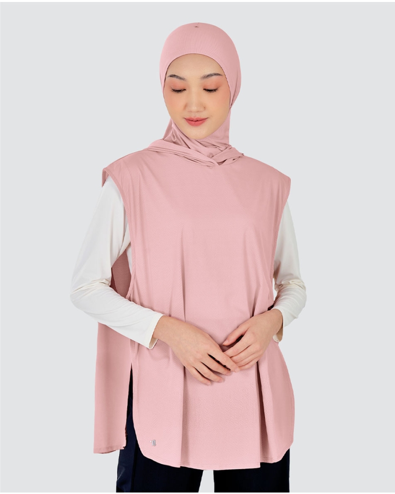 Image of nPOWER HOODIE VEST HIJAB MAXI - ROSEWATER