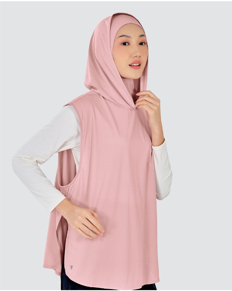 Image of nPOWER HOODIE VEST HIJAB MAXI - ROSEWATER