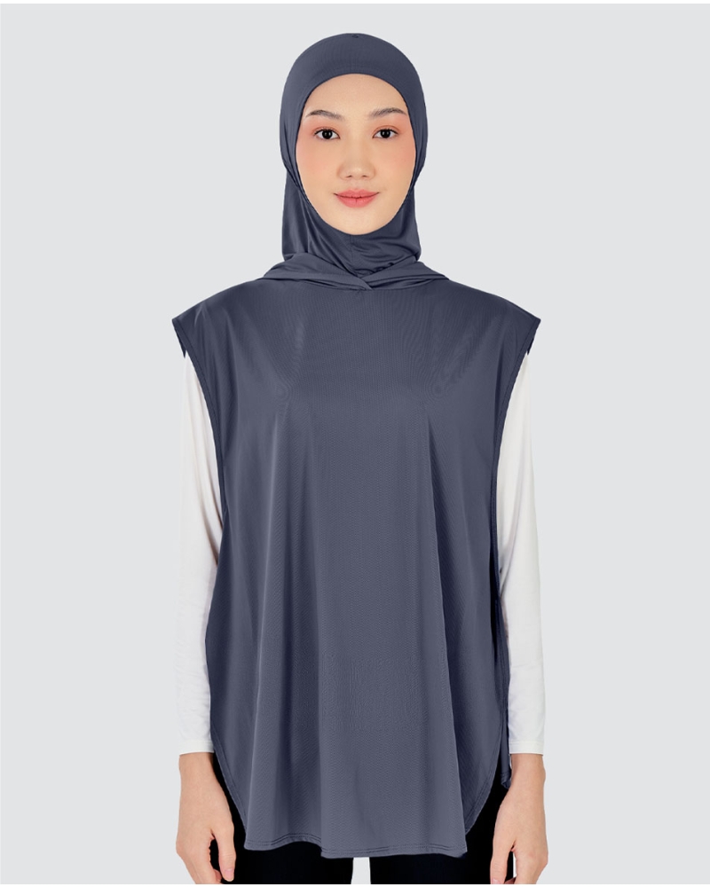 Image of nPOWER HOODIE VEST HIJAB MAXI - STEEL BLUE