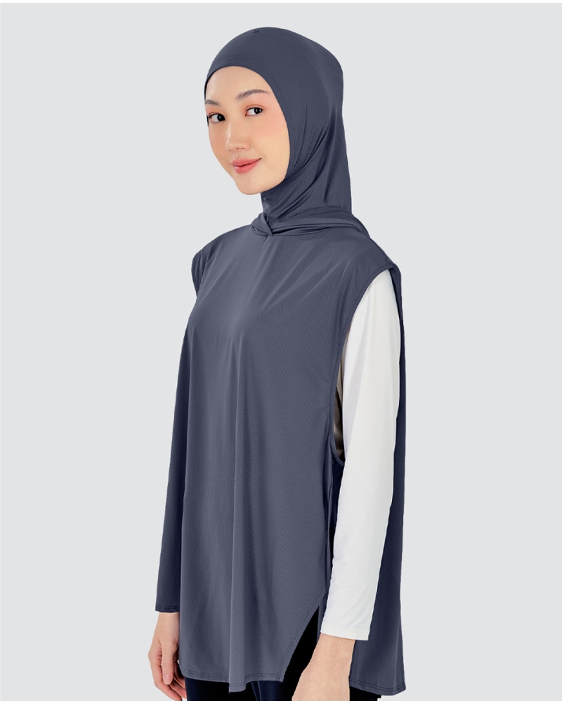 Image of nPOWER HOODIE VEST HIJAB MAXI - STEEL BLUE